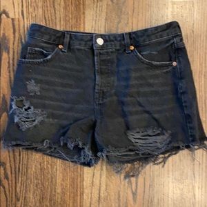 Topshop black denim shorts